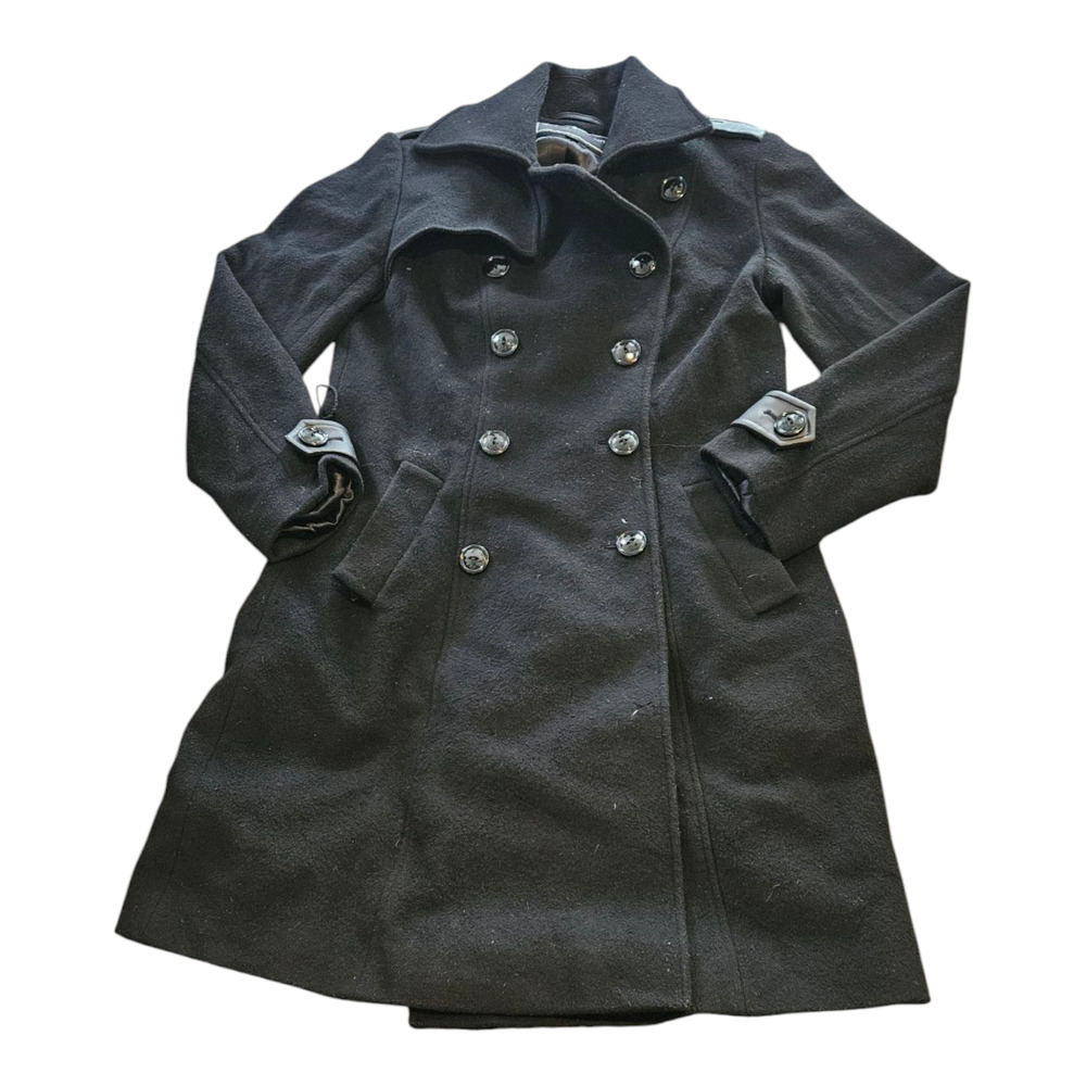 George Simonton Size 10 Black Long Sleeve Button Up Coat *flawed*